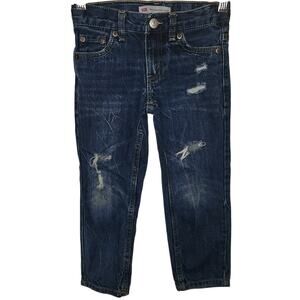 Levi 502 Youth Regular Taper Denim Jeans Distressed Size 4 Reg